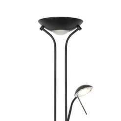 Qazqa staande lamp met leesarm diva zwart geïntegreerde led