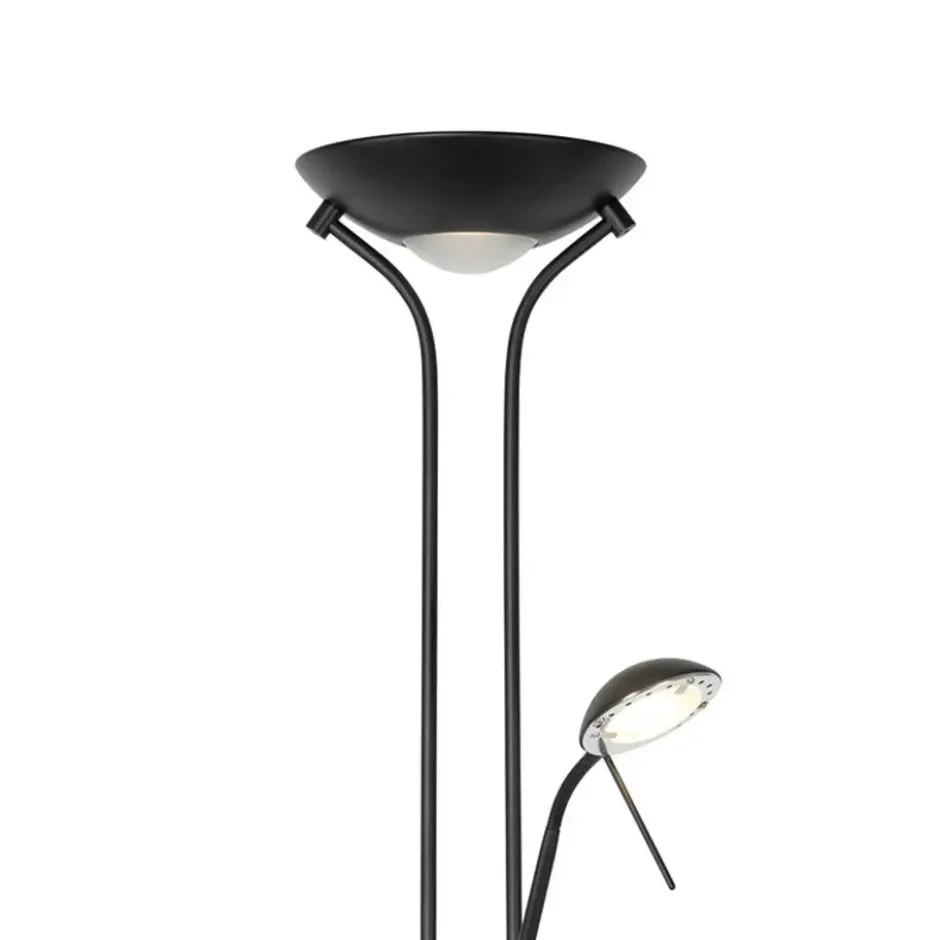 Qazqa staande lamp met leesarm diva zwart geïntegreerde led