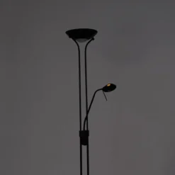 Qazqa staande lamp met leesarm diva zwart geïntegreerde led