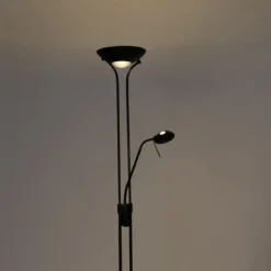 Qazqa staande lamp met leesarm diva zwart geïntegreerde led