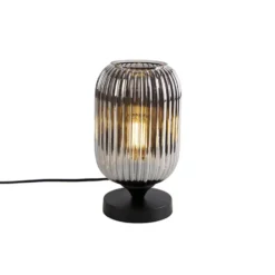Qazqa tafellamp met glas banci zwart e27