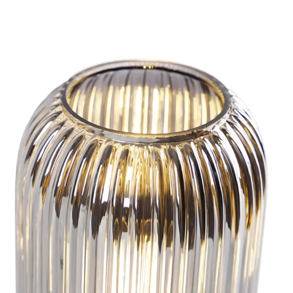 Qazqa tafellamp met glas banci zwart e27