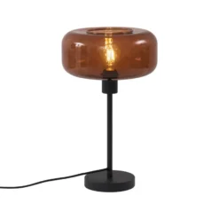 Qazqa tafellamp met glas bizle bronskleurig e27