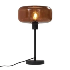 Qazqa tafellamp met glas bizle bronskleurig e27