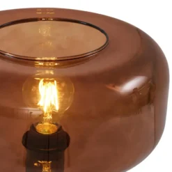 Qazqa tafellamp met glas bizle bronskleurig e27