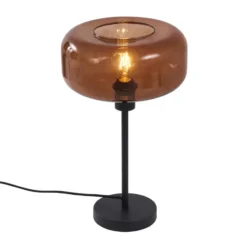 Qazqa tafellamp met glas bizle bronskleurig e27
