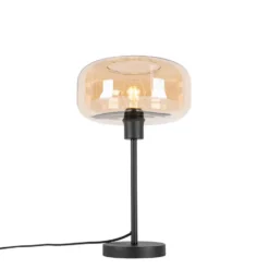 Qazqa tafellamp met glas bizle beige e27