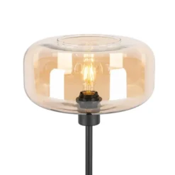 Qazqa tafellamp met glas bizle beige e27