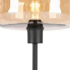 Qazqa tafellamp met glas bizle beige e27