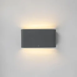 Qazqa up‑ en downlight lamp batt grijs geïntegreerde led