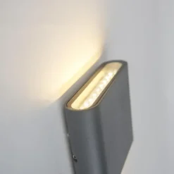 Qazqa up‑ en downlight lamp batt grijs geïntegreerde led