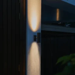 Qazqa up‑ en downlight lamp duo zwart gu10