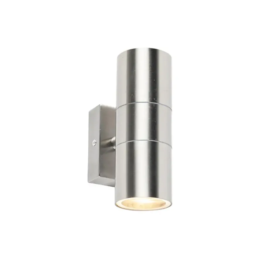 Qazqa up‑ en downlight lamp duo zilverkleurig gu10