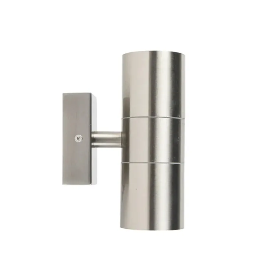 Qazqa up‑ en downlight lamp duo zilverkleurig gu10