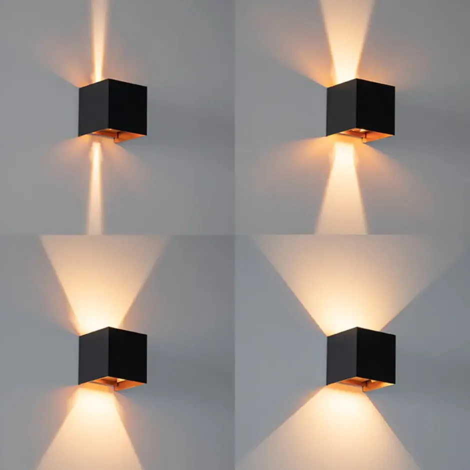 Qazqa up‑ en downlight lamp edwin goudkleurig geïntegreerde led