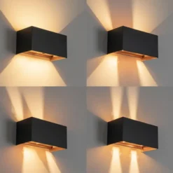 Qazqa up‑ en downlight lamp edwin goudkleurig geïntegreerde led