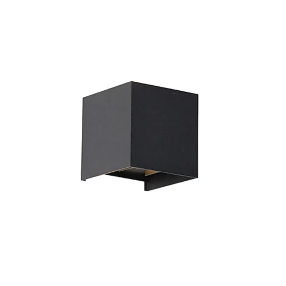 Qazqa up‑ en downlight lamp edwin zwart geïntegreerde led