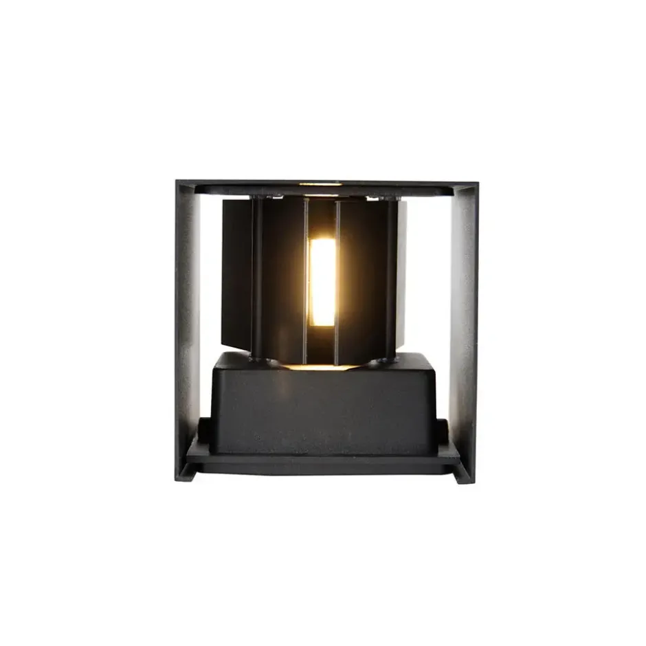 Qazqa up‑ en downlight lamp edwin zwart geïntegreerde led