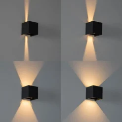 Qazqa up‑ en downlight lamp edwin zwart geïntegreerde led