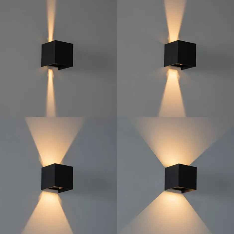 Qazqa up‑ en downlight lamp edwin zwart geïntegreerde led
