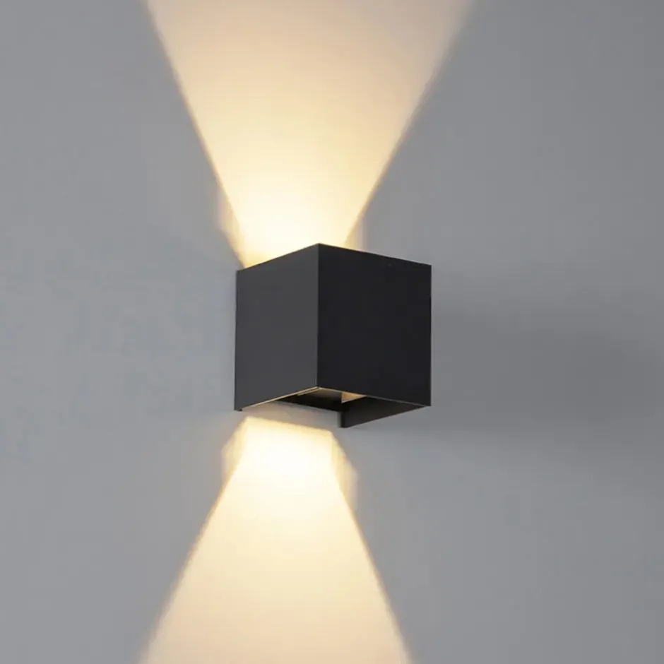 Qazqa up‑ en downlight lamp edwin zwart geïntegreerde led