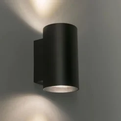 Qazqa up‑ en downlight lamp sandy zwart gu10