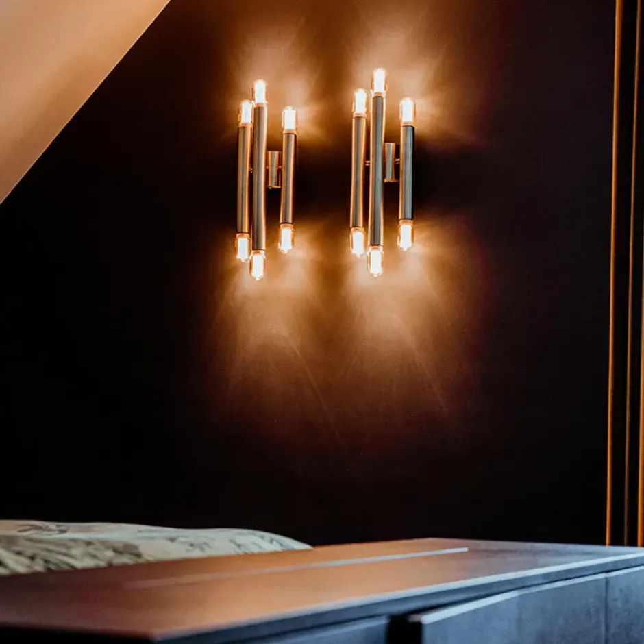 Qazqa up‑ en downlight lamp tubi goudkleurig e27