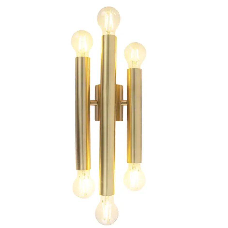 Qazqa up‑ en downlight lamp tubi goudkleurig e27