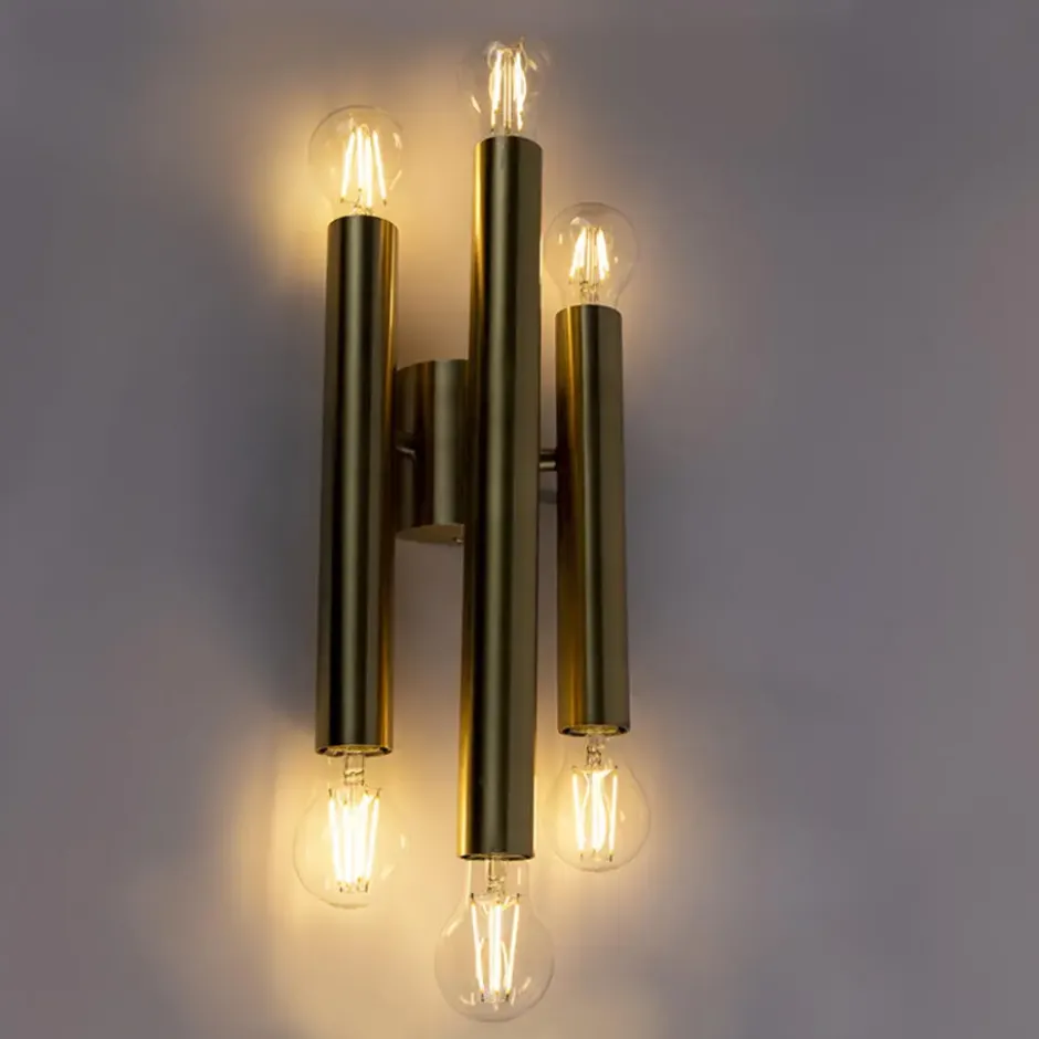 Qazqa up‑ en downlight lamp tubi goudkleurig e27