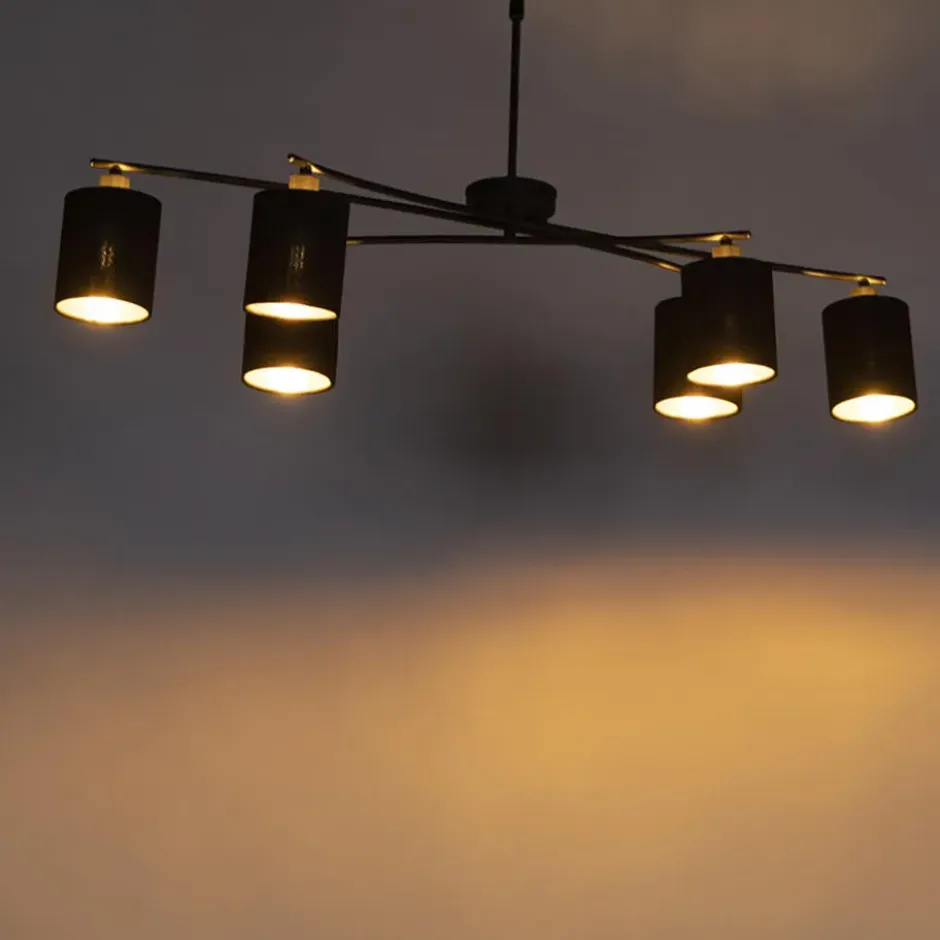Qazqa verstelbare hanglamp lofty zwart e14