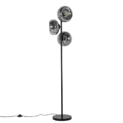 Qazqa vloerlamp ayesha zwart e27