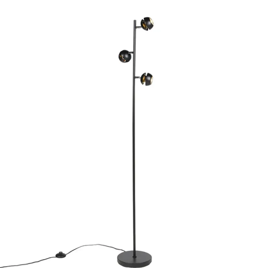 Qazqa vloerlamp buell zwart gu10