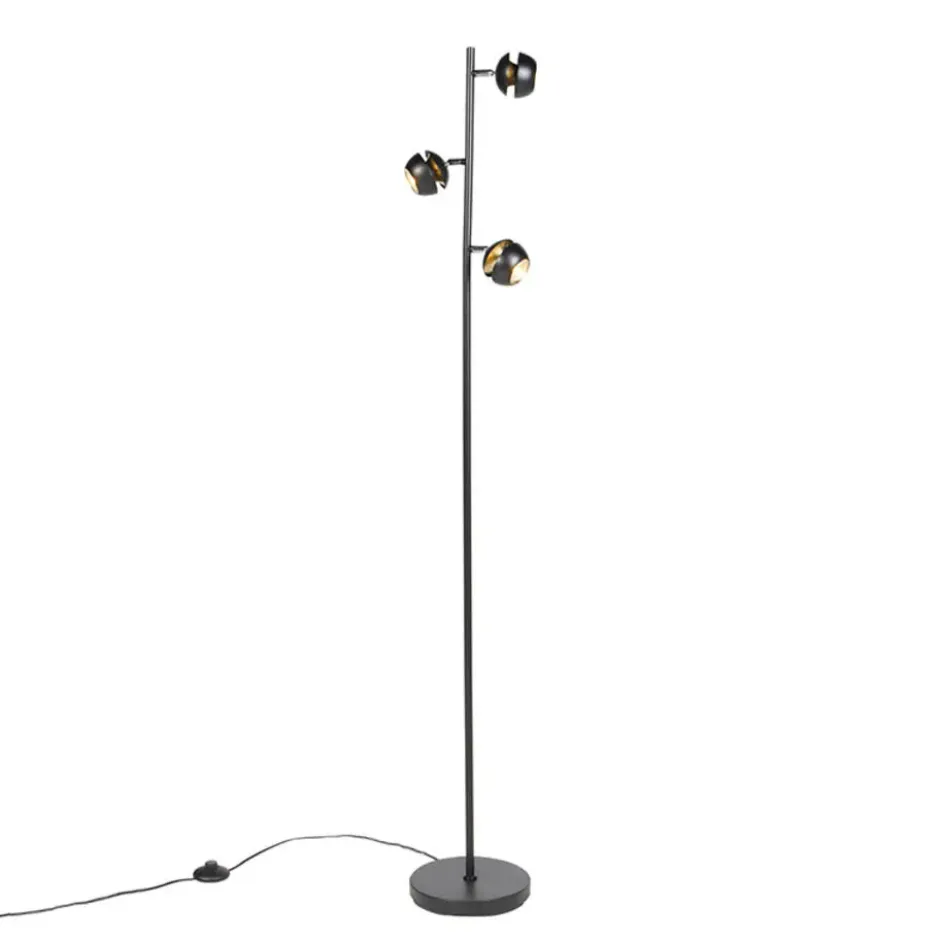 Qazqa vloerlamp buell zwart gu10