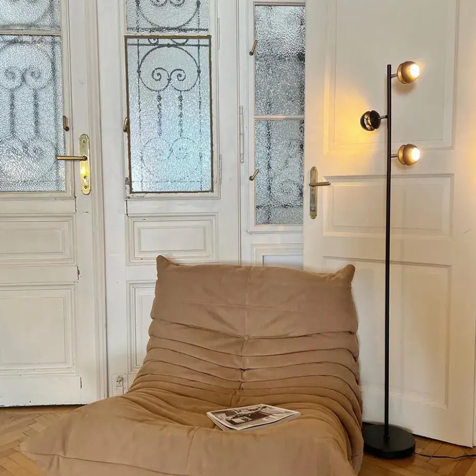 Qazqa vloerlamp buell zwart gu10