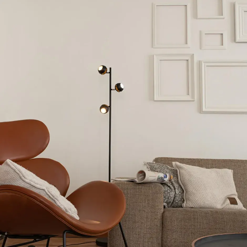 Qazqa vloerlamp buell zwart gu10