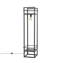 Qazqa vloerlamp cage rack zwart e27