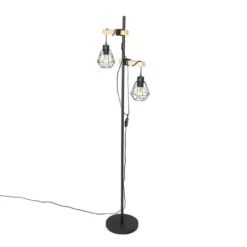 Qazqa vloerlamp chon zwart e27