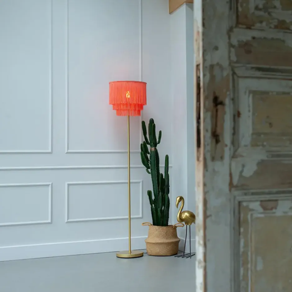 Qazqa vloerlamp franxa roze e27