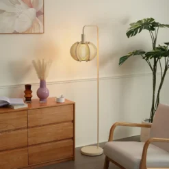 Qazqa vloerlamp gertie beige e27