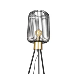 Qazqa vloerlamp mayelle zwart e27