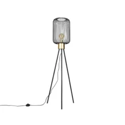 Qazqa vloerlamp mayelle zwart e27