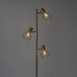 Qazqa vloerlamp mesh goudkleurig e14