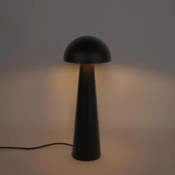 Qazqa vloerlamp mushroom zwart e27
