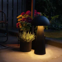 Qazqa vloerlamp mushroom zwart e27