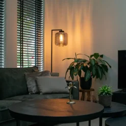 Qazqa vloerlamp qara zwart e27
