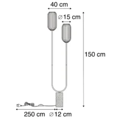 Qazqa vloerlamp rid zwart e27