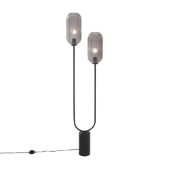 Qazqa vloerlamp rid zwart e27
