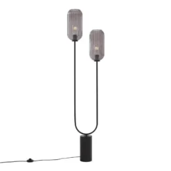 Qazqa vloerlamp rid zwart e27