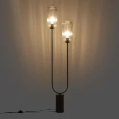 Qazqa vloerlamp rid zwart e27