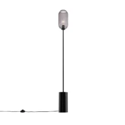 Qazqa vloerlamp rid zwart e27